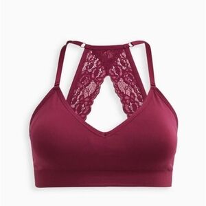 New Torrid Lace Wireless Bralette seamless Lace racerback purple size 10 M L